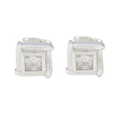 Bruna White Solitaire Stud Earrings for Everyday Elegance Cubic Zirconia White Stud